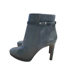 Antonio Melani Gray Leather Suede Ankle Booties Heel Boots 9M